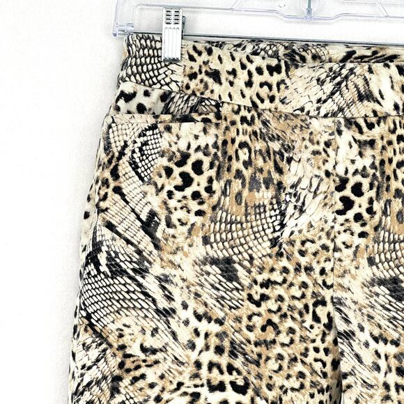 Chico's Pants Women Size 8 Multicolor Slim Fit Stretch Leopard Print 60 Rayon - Picture 3 of 14